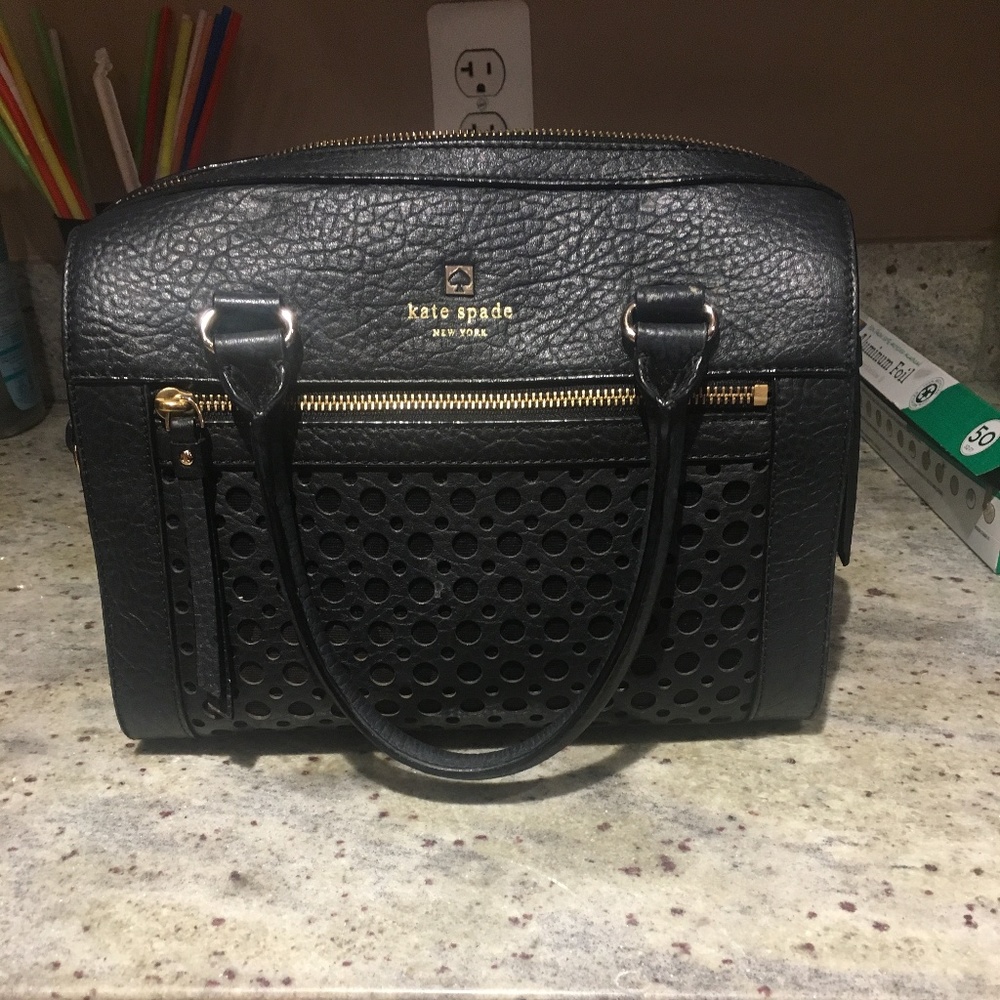 Kate Spade Delaney Perri Lane Bubbles Black Leathe